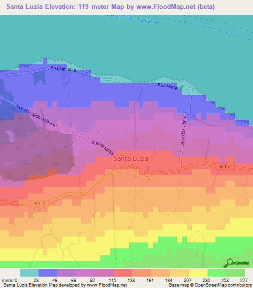 Santa Luzia,Portugal Elevation Map