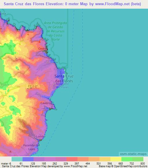 Santa Cruz das Flores,Portugal Elevation Map