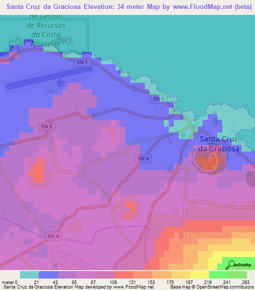 Santa Cruz da Graciosa,Portugal Elevation Map