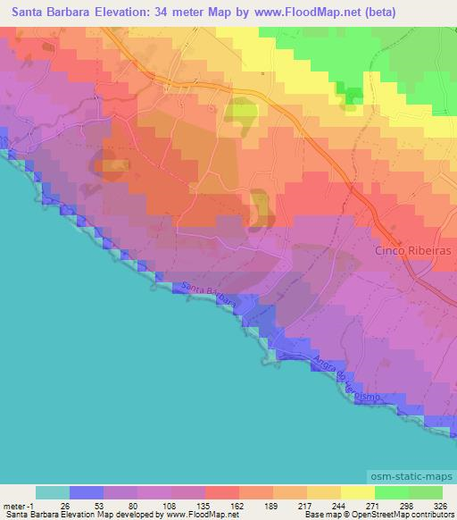 Santa Barbara,Portugal Elevation Map