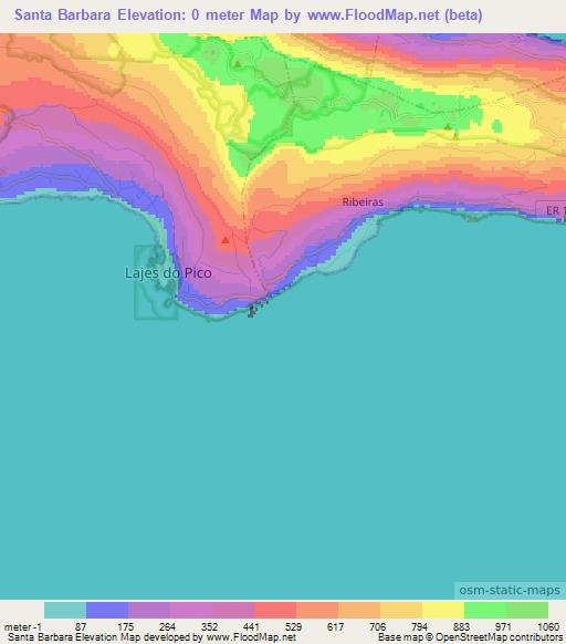 Santa Barbara,Portugal Elevation Map