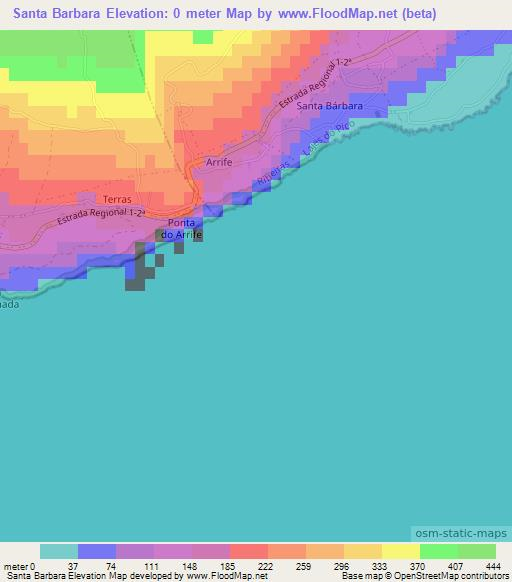 Santa Barbara,Portugal Elevation Map