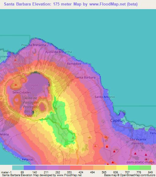 Santa Barbara,Portugal Elevation Map