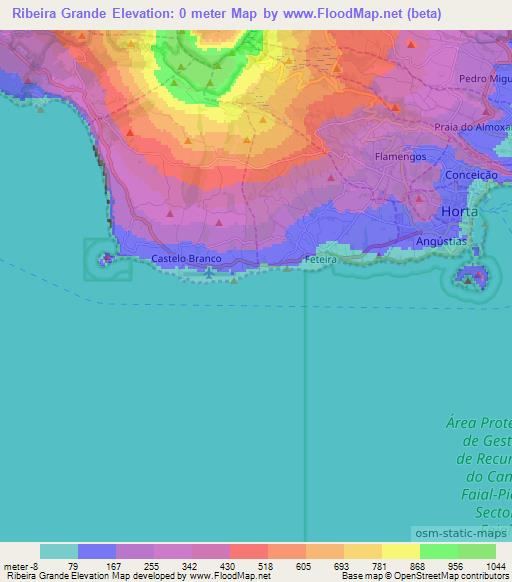 Ribeira Grande,Portugal Elevation Map