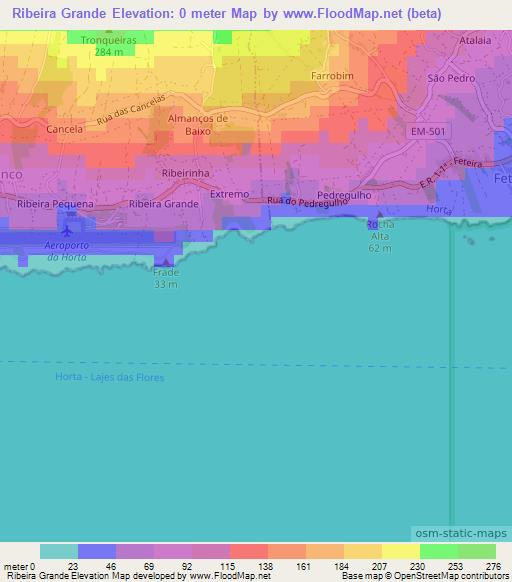 Ribeira Grande,Portugal Elevation Map