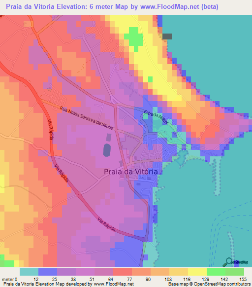 Praia da Vitoria,Portugal Elevation Map