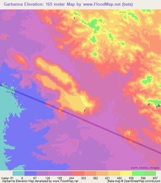 Garbanna,Eritrea Elevation Map