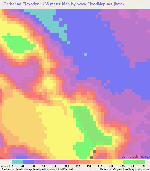 Garbanna,Eritrea Elevation Map