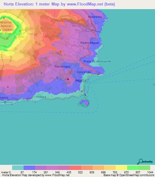 Horta,Portugal Elevation Map