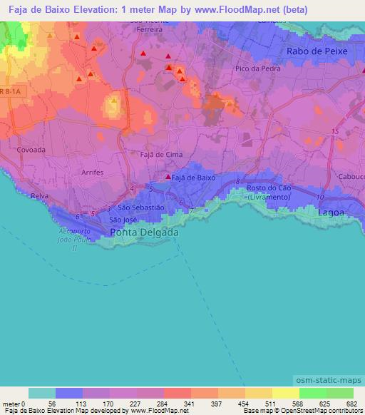 Faja de Baixo,Portugal Elevation Map