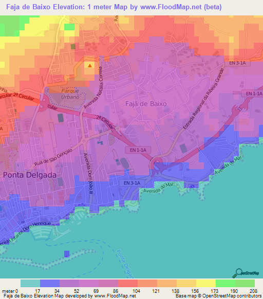 Faja de Baixo,Portugal Elevation Map