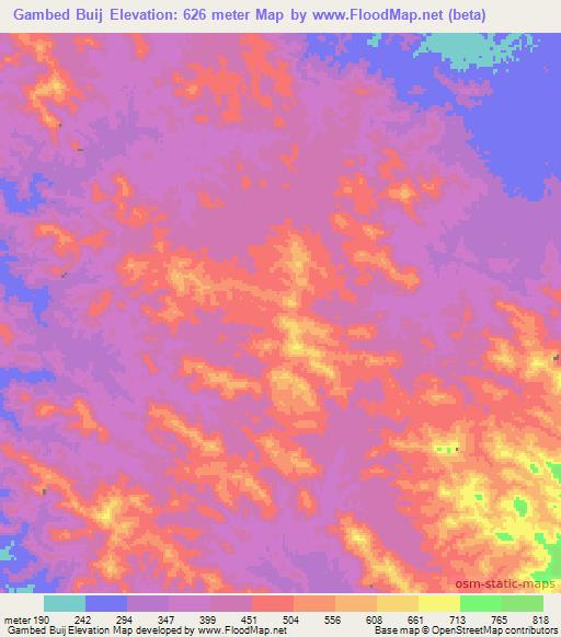 Gambed Buij,Eritrea Elevation Map