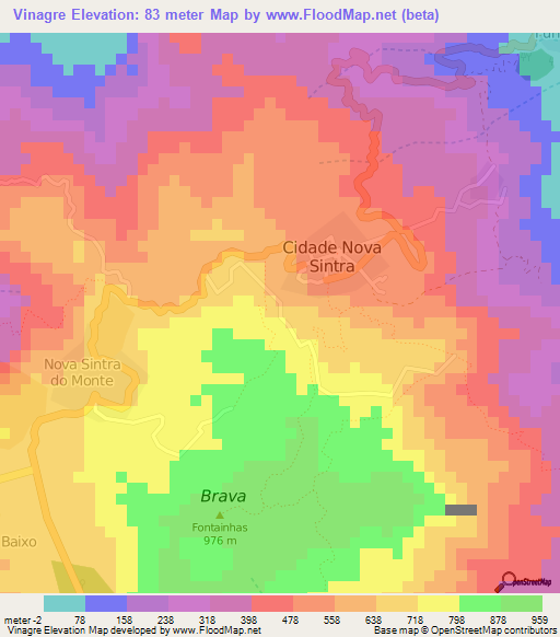 Vinagre,Cape Verde Elevation Map