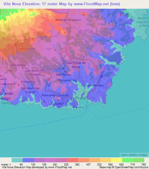 Vila Nova,Cape Verde Elevation Map