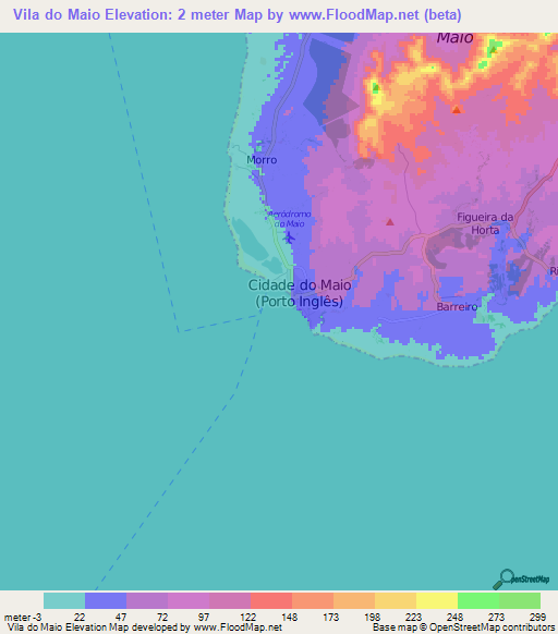 Vila do Maio,Cape Verde Elevation Map