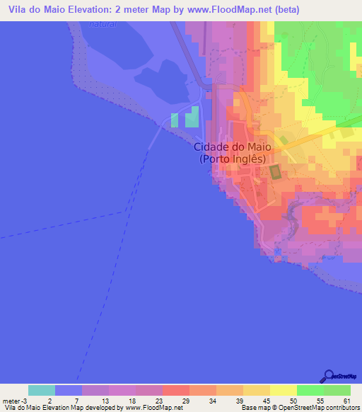 Vila do Maio,Cape Verde Elevation Map