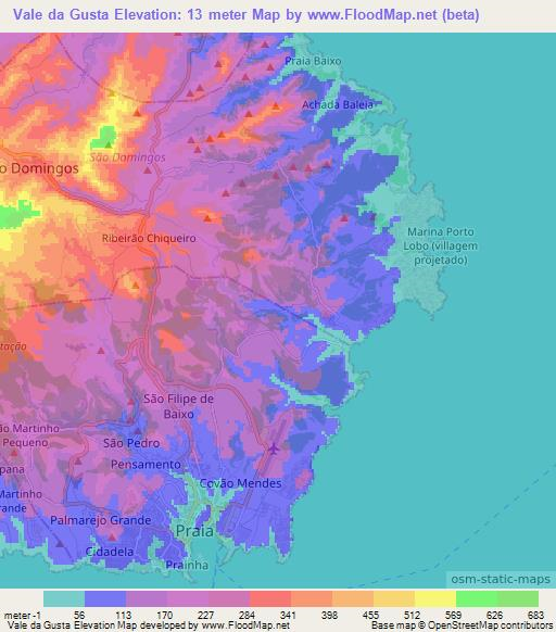 Vale da Gusta,Cape Verde Elevation Map