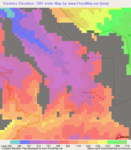 Urzeleiro,Cape Verde Elevation Map