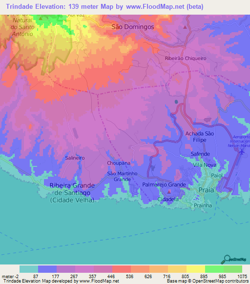 Trindade,Cape Verde Elevation Map