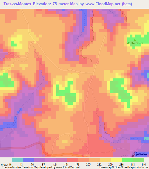 Tras-os-Montes,Cape Verde Elevation Map