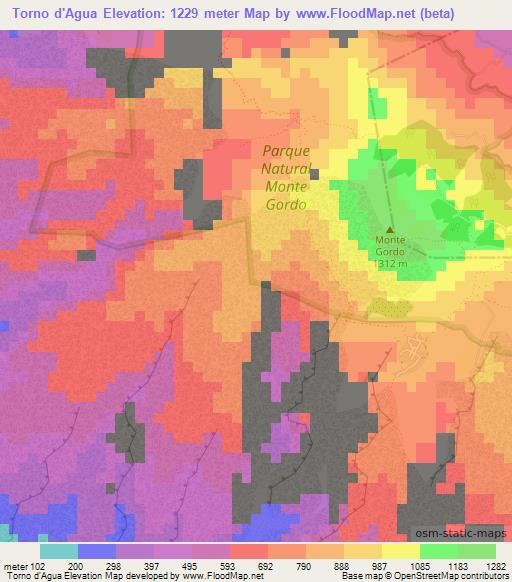 Torno d'Agua,Cape Verde Elevation Map