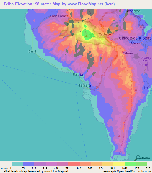 Telha,Cape Verde Elevation Map