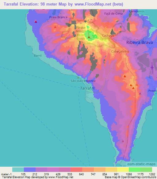 Tarrafal,Cape Verde Elevation Map