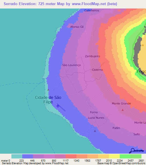 Serrado,Cape Verde Elevation Map