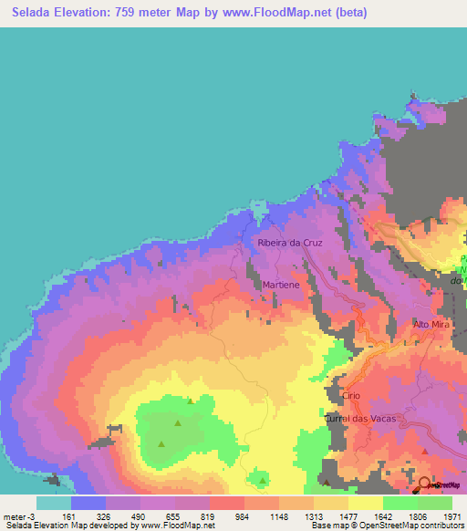 Selada,Cape Verde Elevation Map