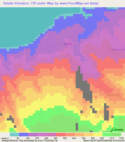 Selada,Cape Verde Elevation Map