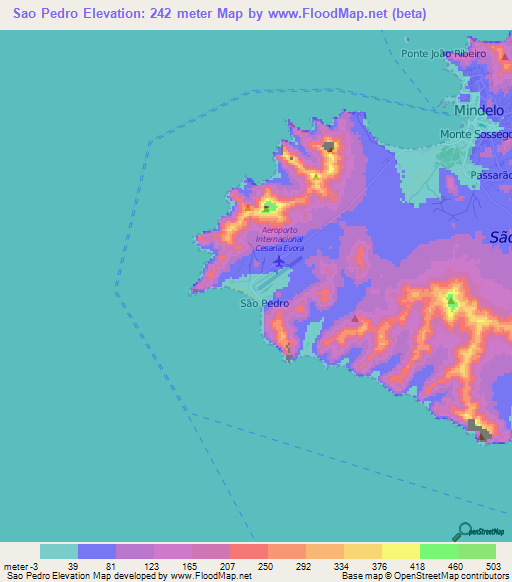 Sao Pedro,Cape Verde Elevation Map