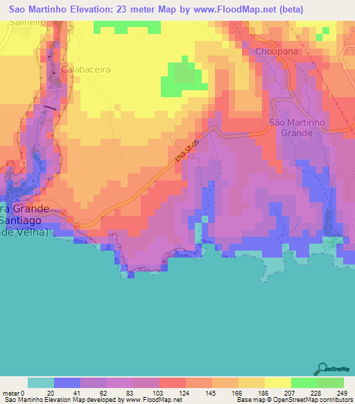 Sao Martinho,Cape Verde Elevation Map