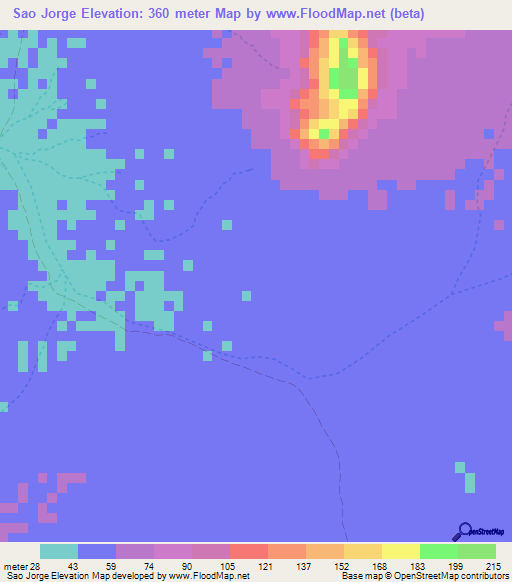 Sao Jorge,Cape Verde Elevation Map