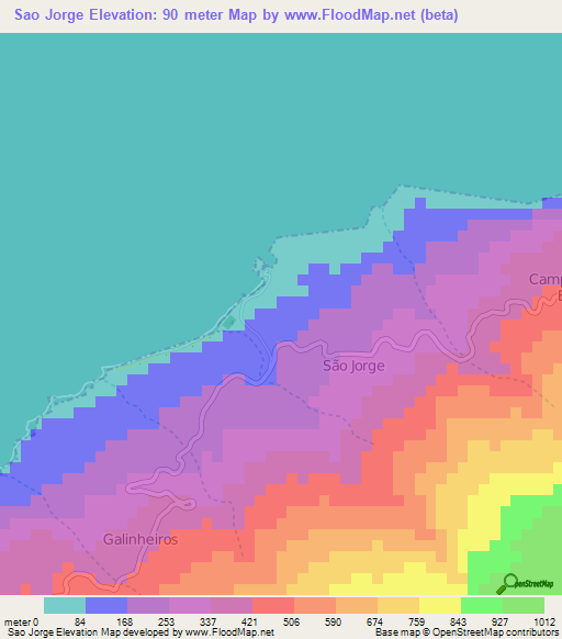 Sao Jorge,Cape Verde Elevation Map