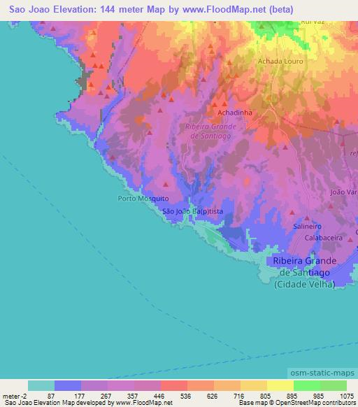 Sao Joao,Cape Verde Elevation Map