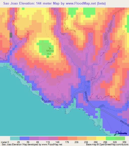 Sao Joao,Cape Verde Elevation Map