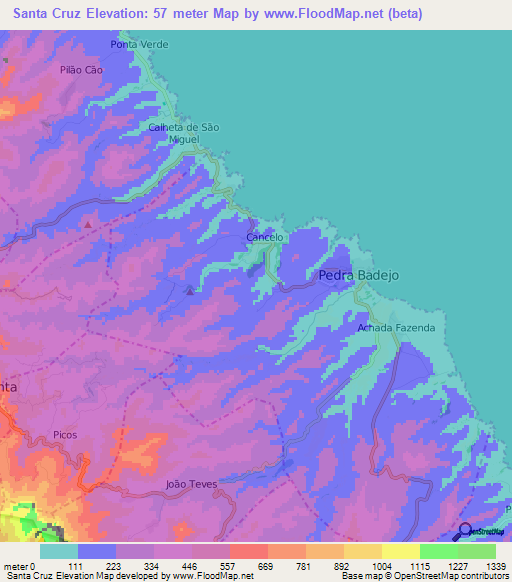 Santa Cruz,Cape Verde Elevation Map