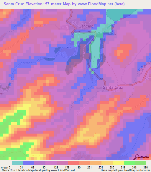 Santa Cruz,Cape Verde Elevation Map