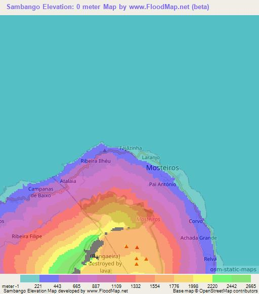 Sambango,Cape Verde Elevation Map