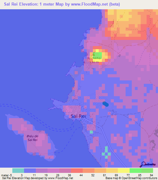 Sal Rei,Cape Verde Elevation Map