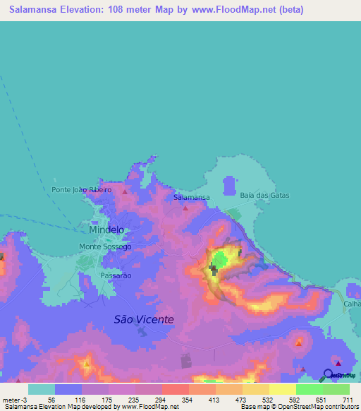 Salamansa,Cape Verde Elevation Map