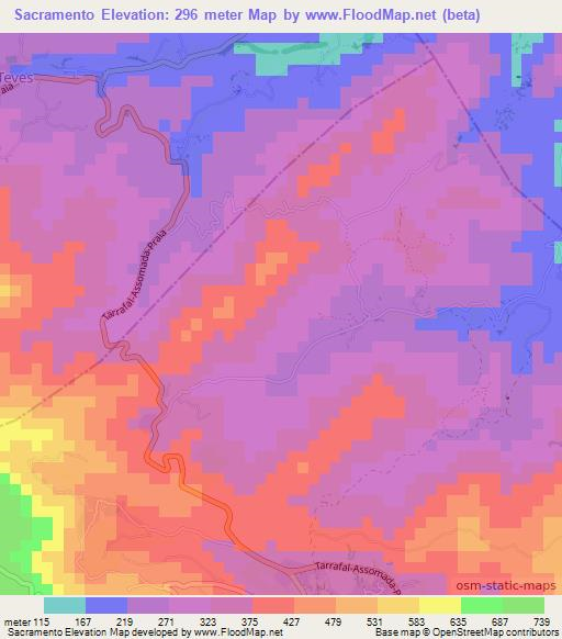 Sacramento,Cape Verde Elevation Map