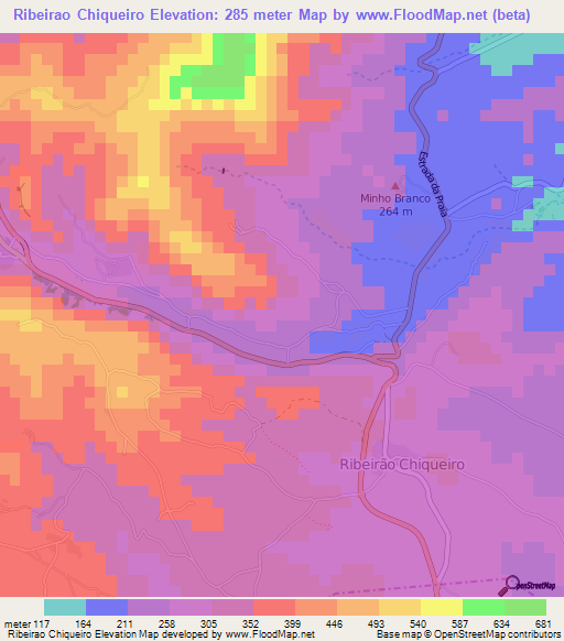 Ribeirao Chiqueiro,Cape Verde Elevation Map