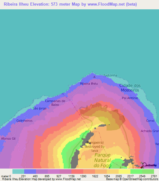 Ribeira Ilheu,Cape Verde Elevation Map