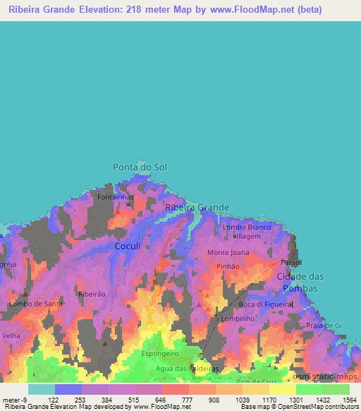 Ribeira Grande,Cape Verde Elevation Map