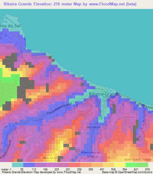 Ribeira Grande,Cape Verde Elevation Map