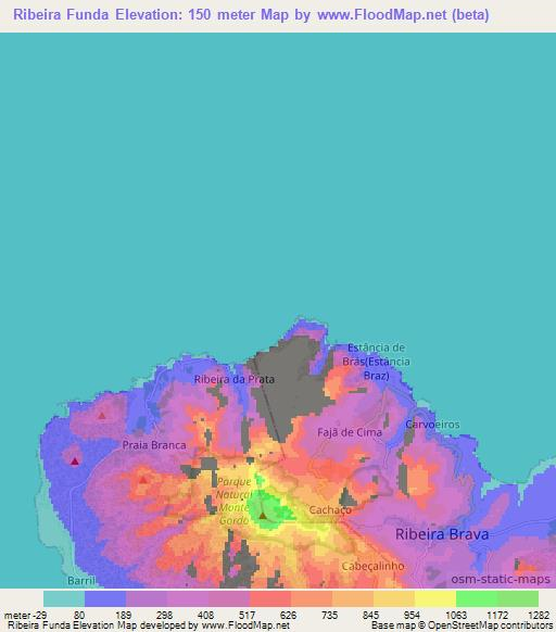 Ribeira Funda,Cape Verde Elevation Map