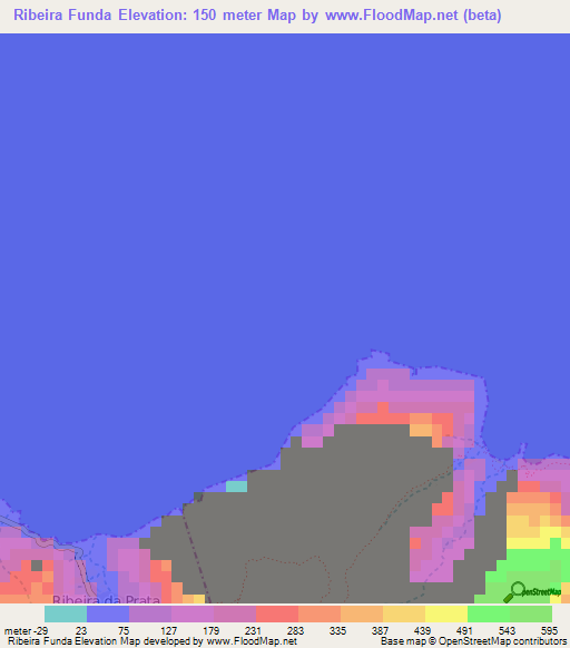 Ribeira Funda,Cape Verde Elevation Map