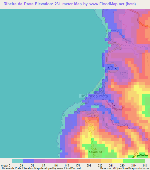 Ribeira da Prata,Cape Verde Elevation Map