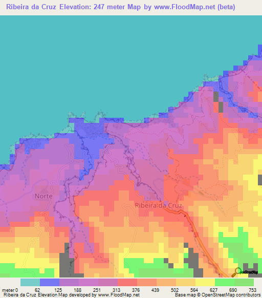 Ribeira da Cruz,Cape Verde Elevation Map